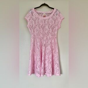 No Boundaries Pink Lace Fit & Flare Dress LG 11-13